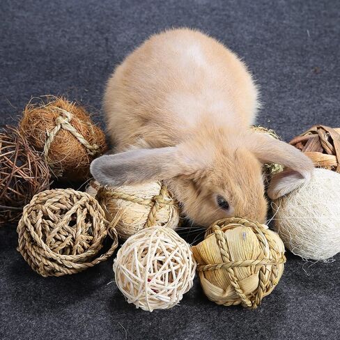 Small Animals Play Balls, Chew Grass Balls & Rolling Chew Toys for Bunny, Improve Pets Dental Health for Rabbit, Chinchilla, Guinea Pigs, Hamsters, Gerbils, Rats, Mice （9 Pieces） in Saudi Arabia