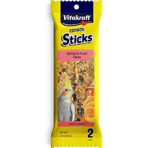 Vitakraft Crunch Sticks Cockatiel Treat - Apricot and Peach - Pet Bird Treat Toy, 3.5 oz