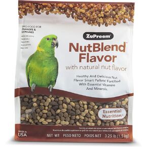 ZuPreem FruitBlend Bird Pellets, Daily Bird Food for Parrot, Conure, Caique, African Grey, Eclectus, Small Cockatoo, Core Nutrition for Medium Large Birds, Parrot Food (M/L, 3.5 lb)
