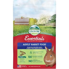 Oxbow Essentials Adult Rabbit Food - All Natural Adult Rabbit Pellets - Veterinarian Recommended- No Artificial Ingredients- All Natural Vitamins & Minerals- Made in the USA- 5 lb.