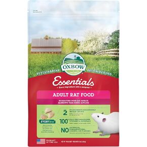 Oxbow Essentials Adult Rat Food - All Natural Adult Rat Food - Veterinarian Recommended- Made in the USA- Rich in Natural Vitamins & Minerals- No Artificial Ingredients- 3 lb.