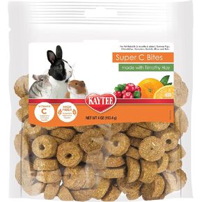 Kaytee Super C Bites Treat For Pet Guinea Pigs, Adult Rabbits, Chinchillas, and Other Small Animals, Cranberry and Orange, 4 oz