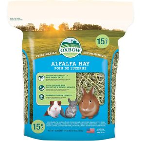 القش في Oxbow Health Health Alfalfa ، للأرانب ، وخنازير غينيا ، والحيوانات الأليفة الصغيرة ، التي تزرع في الولايات المتحدة الأمريكية ، وتوضع يدويًا ، و 15 أونصة