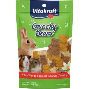 Vitakraft Crunchy Bears Small Animal Treat - Made with Real Vegetables - for Rabbits, Guinea Pigs, and Hamsters, Brown, 4.00 Ounce (Pack of 1)