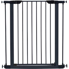 MidWest Homes for Pets 39 Inches Tall Walk-Through Steel Pet Gate, Pressure Mounted Dog Gate Measures 29 - 38 Inches Wide & Includes two 3-Inch-Wide Extensions, Graphite