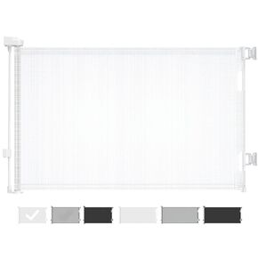 Cumbor Retractable Baby Gates, Mesh Dog Gate for The House, Baby Essentials Extends to 55" Wide, Wide Pet Gate 33" Tall, Long Child Safety Gates for Stairs, Doorways, Hallways, Indoor/Outdoor(White)