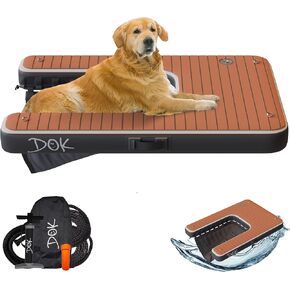 DOK Dog-DOK Inflatable Dock Platform: Safe & Easy Water Access for Dogs Up to 230 lbs; Floating Non-Slip EVA Foam with Dog Boat Ramp for Pool, Dock, & Lake | Military Grade & High Visibility