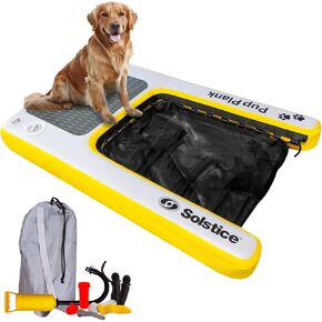 SOLSTICE Original Inflatable Pup Plank Dog Float Floating Ramp Ladder for Pools Boats Docks, Dog On Water Ladder Steps for Swimming Pets Up to 200 Pounds