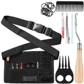 Horse Braiding Kit with Belt Horse, Rug Hook, Pin Brush, Thread Cutter, Mane Comb, Hair Clips, and Rubber Bands for Western Horse Party