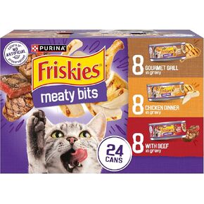 Purina Friskies Gravy Wet Cat Food Variety Pack, Meaty Bits - (Pack of 24) 5.5 oz. Cans