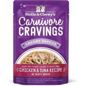 Stella & Chewy's Carnivore Cravings Wet Cat Food Pouches – Grain Free, Protein Rich Meal, Topper or Treat – Salmon, Tuna & Mackerel Recipe (2.8 Ounce Pouches, Case of 24)