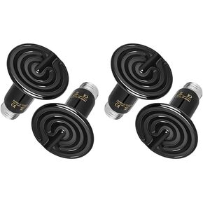 Simple Deluxe 100W 2-Pack Ceramic Heat Emitter Reptile Heat Lamp Bulb No Light Emitting Brooder Coop Heater for Amphibian Pet & Incubating Chicken, Black
