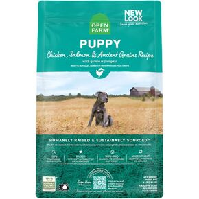 Open Farm, Ancient Grains Dry Dog Food for Puppies, Protein-Rich & Nutrient Dense, 90% Animal Protein Mixed with Non-GMO Fruits, Veggies and Superfoods, Chicken & Salmon Recipe for Puppy, 22lb Bag