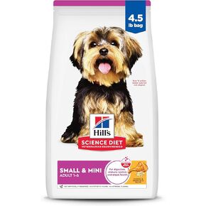 Hill's Science Diet Small & Mini, Adult 1-6, Small & Mini Breeds Premium Nutrition, Dry Dog Food, Chicken & Brown Rice, 4.5 lb Bag