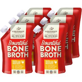 Stella & Chewy's Human-Grade Grass-Fed Beef Bone Broth for Dogs - Joint & Gut Health Liquid Food Topper with Collagen & Turmeric, 16 Fl Oz Resealable Pouch