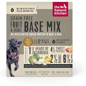 The Honest Kitchen Human Grade Dehydrated Grain Free Fruit & Veggie Base Mix Dog Food (Just Add Protein) - 7 Pound Box (Makes 12 Pounds)