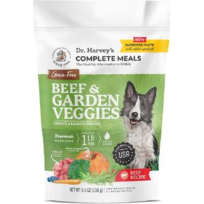 Dr. Harvey's Beef & Garden Veggies Dog Food, Human Grade Grain-Free Dehydrated Food for Dogs with Freeze-Dried Beef (5 Pounds)