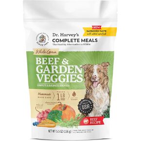 Dr. Harvey's Beef & Garden Veggies Dog Food, Human Grade Whole-Grain Dehydrated Dog Food with Freeze-Dried Beef (5 Pounds)