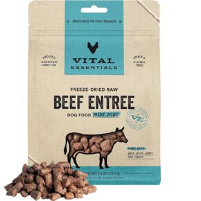 Vital Essentials Freeze Dried Raw Dog Food, Beef Mini Nibs Entree, 25 oz