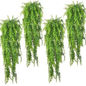 PINVNBY Reptile Plants Hanging Fake Vines Boston Climbing Terrarium Plant with Suction Cup for Bearded Dragons Lizards Geckos Snake Pets Hermit Crab and Tank Habitat Decorations (2 Pack)