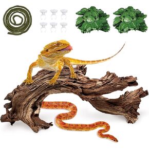 Hamiledyi Reptile Driftwood Branch Decor Terrarium Ornament Wood Climbing Natural Aquarium Driftwood Decoration for Snake Bearded Dragon Leapord Gecko Lizard Iguana