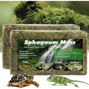 14OZ Sphagnum Moss for Reptiles, Terrarium Natural Green Dried Peat Habitat Bedding Plants for Snakes Gecko Forest Frogs and Turtle Accessories Substrate (50QT)