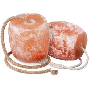 Himalayan Salt لعق 2 رطل - لعق الملح للخيول | بلوك لعق الملح الغزلان | كتلة الملح على الحبل | الهيمالايا لعق الملح للحيوانات. حزمة 4