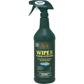 Farnam Wipe II Horse Fly Spray مع السترونيلا ، ومساعدات الاستمالة ومكيف المعطف ، و 32 أوقية سوائل ، وزجاجة كوارت واحدة مع بخاخ الزناد