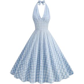 Women Vintage 1950s Dress Halter Dress Swing Prom Dress Cocktail Dress