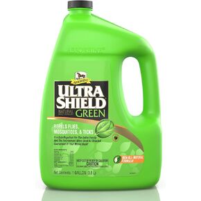 Absorbine UltraShield Green All-Natural Fly & Insect Repellent for Horses & Dogs, Essential Oils Repel & Control, 128oz Bottle, No Sprayer