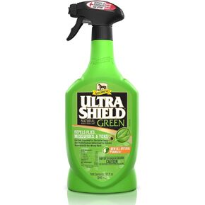 Absorbine Ultrashield Green All-Natural Fly & Ensect طارد للخيول والكلاب ، صدفة الزيوت الأساسية ، زجاجة 128 أوقية ، لا بخاخ