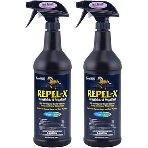 Farnam Repel-X رذاذ ذبابة جاهزة للاستخدام ، مبيد حشري وطارد للخيول والكلاب ، 32 أوقية سوائل ، زجاجة كوارت واحدة مع رش الزناد