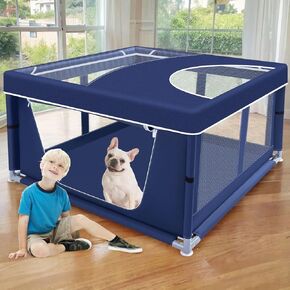 42x42x25.6 Inches Puppy Playpen with Gate, Dog Playpen for Puppies or Small Dogs, Dog Fence Pet Playpen for Indoor & Outdoor, Sturdy Safety Dog Pen with Thickened Fabric, High-Strength Nylon Wire Mesh