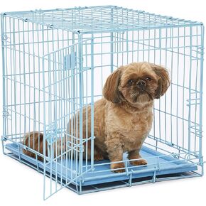 MidWest Homes for Pets Single Door iCrate 24" Pink Folding Metal Dog Crate w/ Divider Panel, Floor Protecting "Roller" Feet & Leak Proof Plastic Tray; 24L x 18W x 19H Inches, Small Dog Breed