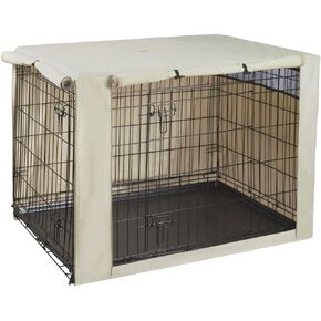 HiCaptain Polyester Dog Crate Cover - Durable Windproof Pet Kennel Cover for Wire Crate Indoor Outdoor Protection (42 inches, Light Tan)
