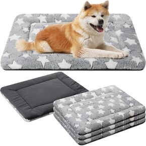 4 Pcs Dog Bed Mat Crate Pad Reversible Mat Machine Washable Bed Star Pet Sleeping Kennel Pad for Crate for Small, Medium, Large Dog(18 x 24 x 1.6 Inch,Gray)