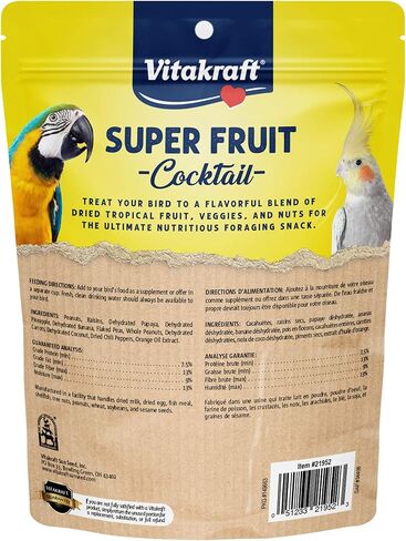 Vitakraft Fresh Super Fruit Cocktail - Tropical Parrot Fruit Blend - Parrot and Parakeet Treats Browns 1.25 Pound (Pack of 1) in Saudi Arabia
