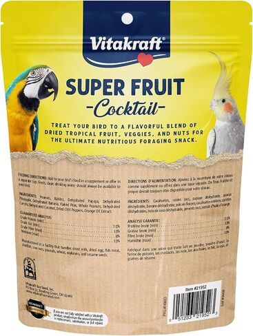 Vitakraft Fresh Super Fruit Cocktail - Tropical Parrot Fruit Blend - Parrot and Parakeet Treats Browns 1.25 Pound (Pack of 1) in Saudi Arabia