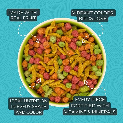 ZuPreem FruitBlend Bird Pellets, Daily Bird Food for Cockatiel, Lovebird, Quaker, Small Conure, Lorikeet, Core Nutrition for Medium Birds, Cockatiel Pellets, Conure Food (M, 2 lb) in Kuwait