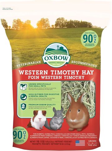 Oxbow Animal Health Western Timothy Hay, All Natural Hay for Rabbits, Guinea Pigs, Chinchillas, Hamsters & Gerbils, 90 oz in Saudi Arabia