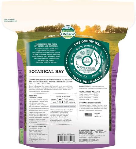 Oxbow Animal Health Botanical Western Timothy Hay - All Natural Hay for Rabbits, Guinea Pigs, Chinchillas, Hamsters & Gerbils - 15 oz. (Pack of 2) in Saudi Arabia