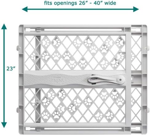 MYPET North States Paws Portable Pet Gate: 26-40" Wide. Pressure Mount. No tools needed. Made in USA. Dog Gate 23" Tall, Expandable, Durable Dog Gates for Doorways, Light Gray in Saudi Arabia