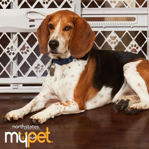 MYPET North States Paws Portable Pet Gate: 26-40" Wide. Pressure Mount. No tools needed. Made in USA. Dog Gate 23" Tall, Expandable, Durable Dog Gates for Doorways, Light Gray in Saudi Arabia