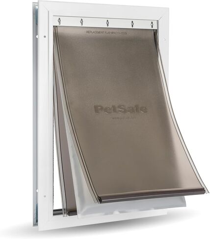 PetSafe Extreme Weather Aluminum Dog Door, Energy-Efficient, 3 Flaps for Insulation, Large, for Exterior Doors, Built for Extreme Weather (White - Large) in Saudi Arabia