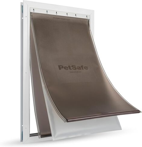 PetSafe Extreme Weather Aluminum Dog Door, Energy-Efficient, 3 Flaps for Insulation, Large, for Exterior Doors, Built for Extreme Weather (White - Large) in Saudi Arabia