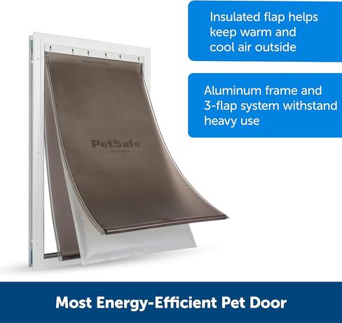 PetSafe Extreme Weather Aluminum Dog Door, Energy-Efficient, 3 Flaps for Insulation, Large, for Exterior Doors, Built for Extreme Weather (White - Large) in Saudi Arabia