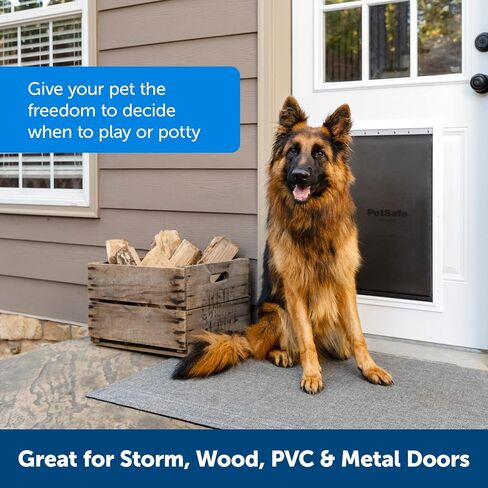 PetSafe Extreme Weather Aluminum Dog Door, Energy-Efficient, 3 Flaps for Insulation, Large, for Exterior Doors, Built for Extreme Weather (White - Large) in Saudi Arabia