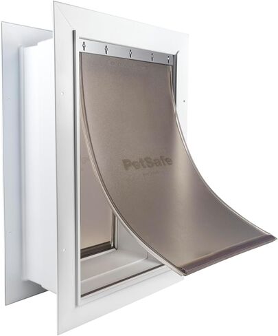 PetSafe Never Rust Wall Entry Pet Door - Telescoping Frame - Insulates Better Than Metal, Energy Efficient - Interior & Exterior Walls, Weatherproof, Easy to Install & Clean (White - Large) in Saudi Arabia