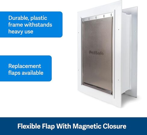 PetSafe Never Rust Wall Entry Pet Door - Telescoping Frame - Insulates Better Than Metal, Energy Efficient - Interior & Exterior Walls, Weatherproof, Easy to Install & Clean (White - Large) in Saudi Arabia