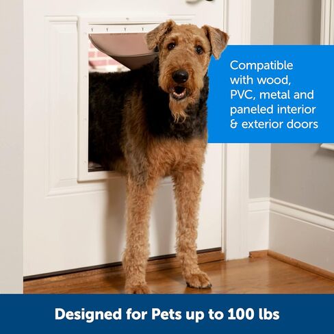 PetSafe Never Rust Plastic Doggie Door for Install in Interior and Exterior Doors or Walls, Paintable, Easy Install, Closing Panel Included, for Pets Up to 40 lb, (Medium) in Saudi Arabia